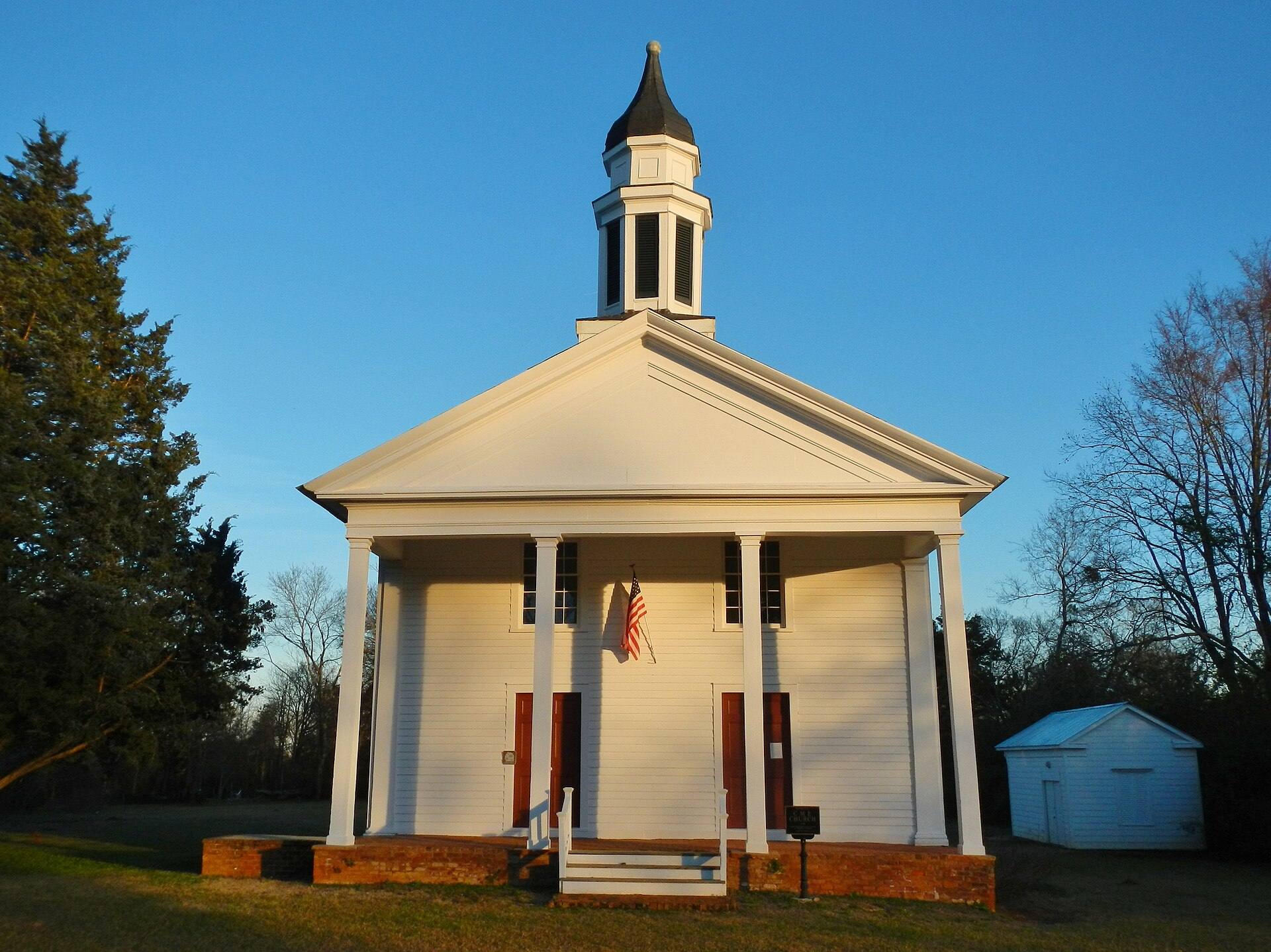 The 1833 C.M.E. church building in the Lowndesboro Historic District.